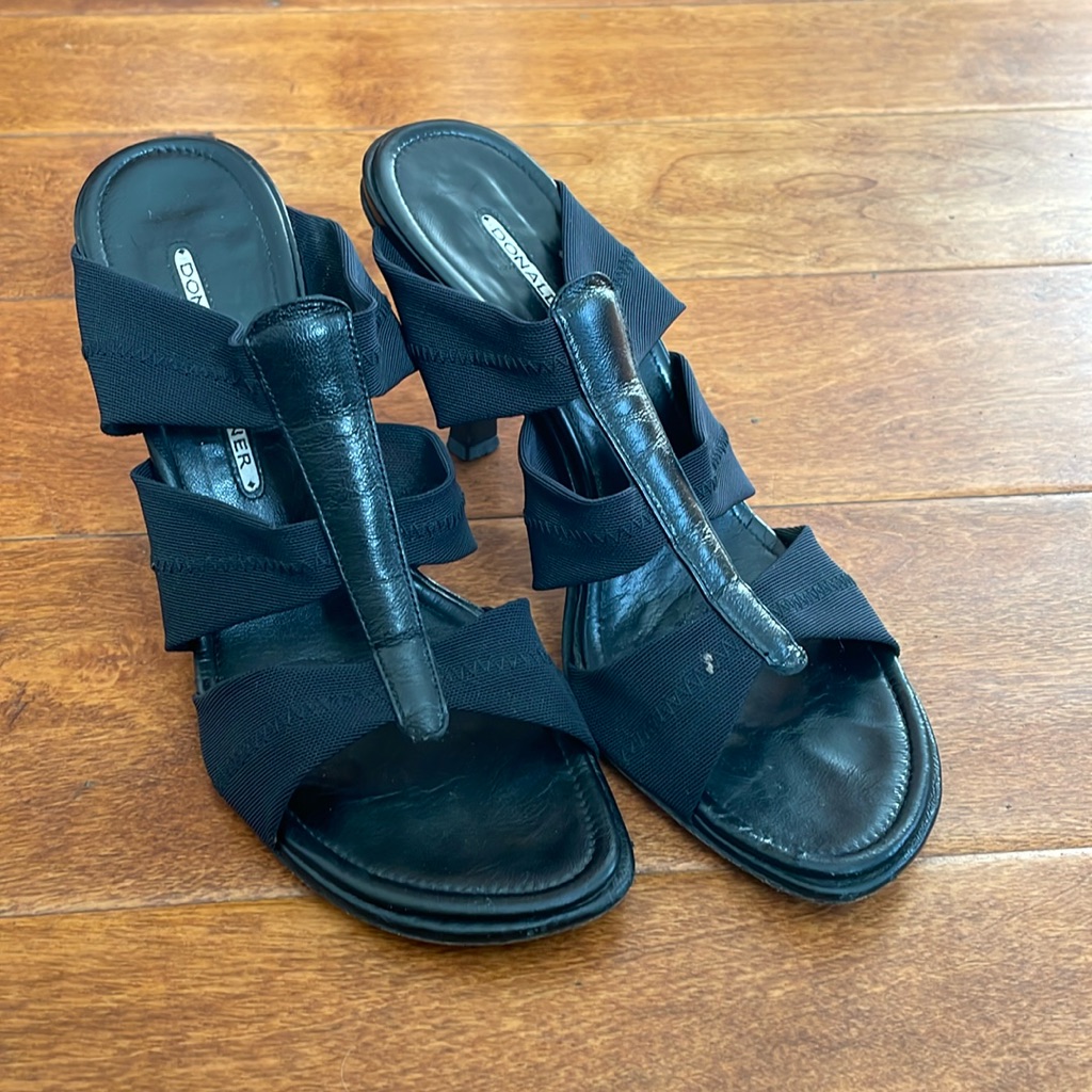 Ladies Donald Pliner Black Leather Shoes Sz 8m Preowned